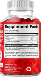 Vitamatic Extra Strength Vitamin B12 5000 mcg (Methyl B12) Gummies - 120 Count - Energy Metabolism Support and Nervous System Health Support, Natural Cherry Flavored (1)