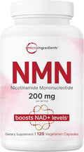 Micro Ingredients NMN 200mg Per Serving | 120 Veggie Capsules – 60 Servings | Easily Absorbed Nicotinamide Mononucleotide Form | NAD+ Precursor & NR Supplement Alternative | Non-GMO, Vegan