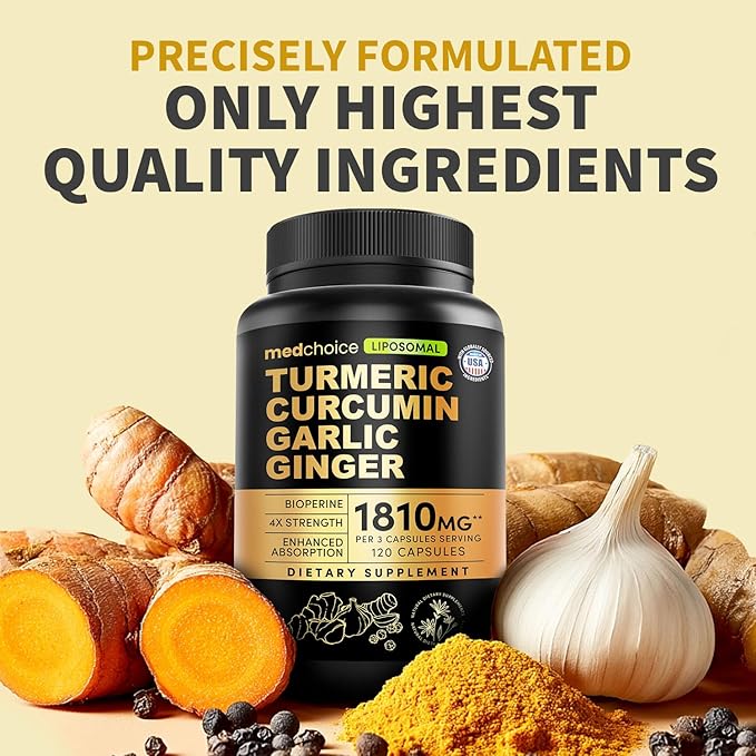 Liposomal Turmeric - High-Absorption Curcumin Supplements, Non-GMO Blend for Digestive Comfort & Daily Support - Organic Turmeric Supplement with Black Pepper (120ct, Pack of 2)