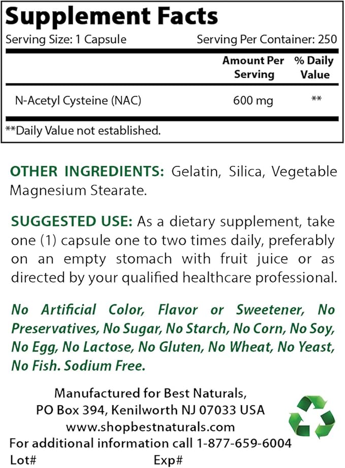 Best Naturals Alpha Lipoic Acid 600 mg & NAC N-Acetyl-Cysteine 600 mg