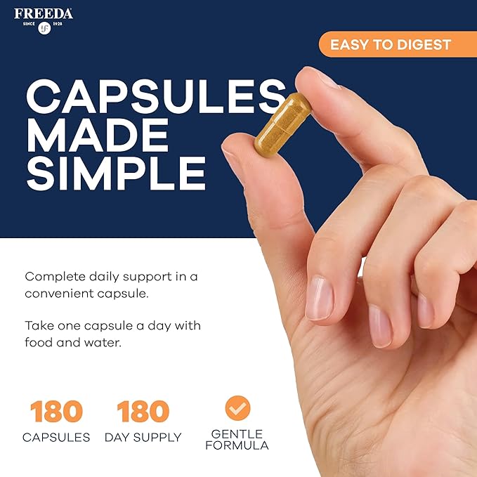 FREEDA Vitamin B Complex with Vitamin C & Zinc – Stress B Complex, Methylfolate & Active B12 + B1 B2 B3 B6 Biotin Choline – BComplex Vitamins for Women & Men – SCD Legal, Kosher, Vegan (180 Capsules)