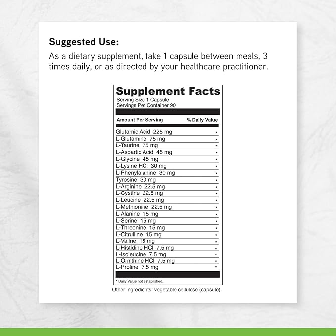 DAVINCI Labs Amino 21 - Supports Brain Function & Muscle Metabolism* - Amino Acid Dietary Supplement with L-Glutamine, L-Lysine HCl, Tyrosine, L-Arginine and More - Gluten-Free - 90 Capsules, 750 mg