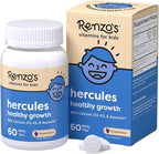Renzo's Hercules Healthy Growth Calcium Supplement with Vitamin D3, K2 & Aquamin - Vitamins for Kids Height, Ages 2+, Dissolvable, 60 Grape-Flavored Melty Tabs