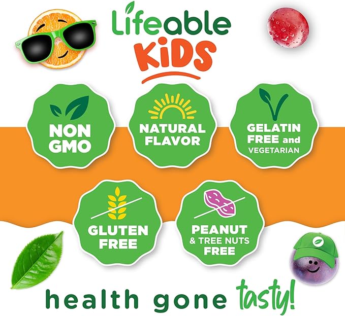 Lifeable Vitamin B12 for Kids | 1000 mcg | Great Tasting Vitamin B12 Gummies | Gluten Free, Vegan B12 Vitamins | B12 Vitamins for Energy, Mood and Nervous System Support | 90 Gummies