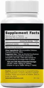 Nature's Fusions Potassium Iodide Tablets, Pack of 5-130mg - 300 Tablets EXP 10/2032 - YODO Naciente - KI Pills - Yoduro de Potasio