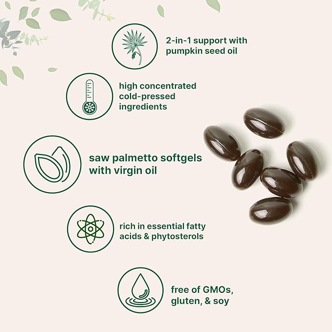 Micro Ingredients Saw Palmetto with Pumpkin Seed Oil for Men, 240 Softgels| Cold-Pressed Extract | Virgin Oil Formula | Rich in Essential Fatty Acids & Phytosterols | Non-GMO, Gluten & Soy Free