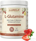 Lumela L-Glutamine Powder, Strawberry Lemonade Flavor - Gluten Free, Non-GMO, with Folate, D-Mannose & Botanical Extracts, 240g (8.4oz) Dietary Supplement