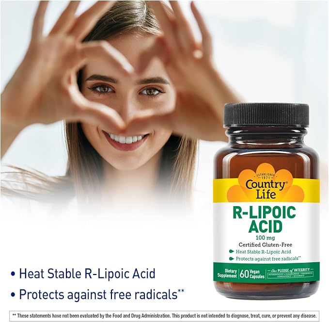 Country Life R-Alpha Lipoic Acid Complex 300mg - Alpha-Lipoic Acid 270mg & R-Lipoic Acid 30mg - Antioxidant Support - No Yeast, Corn, Wheat, Soy, Gluten, Milk - Alpha Lipoic Acid Supplement