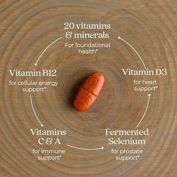 New Chapter Men’s Multivitamin 55+, Extra B6 & B12, D3, Astaxanthin, Vitamin C & Zinc, Immune, Heart, Cellular Energy, and Brain Health, Gentle on The Stomach, One Daily, Non-GMO, 96 Tablets