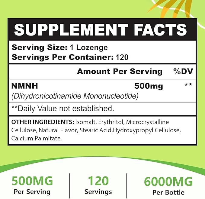 Sublingual NMNH 500mg (240-Day Supply, 500mg per Serving) NMNH(Dihydronicotinamide Mononucleotide)，NAD Supplement for NAD Levels as We Age, for Anti-Aging, Energy, Immunity, Focus - 240 Count