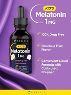 Carlyle Kids Melatonin Liquid | 1 fl oz | Two Pack | Fruit Flavor | Drug Free Childrens Supplement