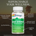 SOLARAY Once Daily High Energy Multivitamin for Women and Men – with Vitamin C, Vitamin D and Whole Food & Herb Base - Cellular Energy Metabolism & Immune Function Support – 60 Servings, 60 VegCap