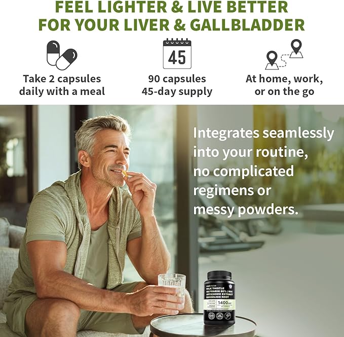 Milk Thistle Supplement w/ NAC, Artichoke & Dandelion – Liver Support Supplement & Gallbladder Supplements in One – Liver Detox – Milk Thistle & Liver Care Supplements – 90 Vegan Capsules, (Pack of 2)