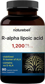 NatureBell R-Alpha Lipoic Acid - 90 Capsules - Delivers 1,200mg R-ALA Per Serving - Antioxidant & Cellular Energy Support* - Stabilized R-Isomer ALA - Non-GMO & Gluten-Free