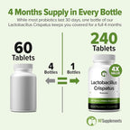 Lactobacillus Crispatus Probiotic 240 Tablets (4 Month Supply) – Researched Strain LCR86 – 3 Billion CFU – Digestive & Vaginal Health Support – GMP Certified (240, Lactobacillus Crispatus)