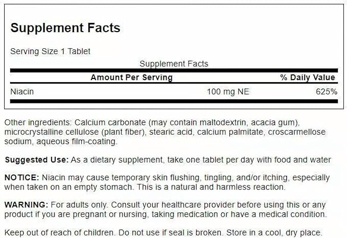 Swanson Niacin (Vitamin B3) - Vitamin Supplement Supporting Heart Health and Carbohydrate Metabolism - Promotes Natural Energy Production - (250 Tablets, 100mg NE Each) (2 Pack)