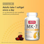 Jarrow Formulas MK-7 90mcg-Bioactive Form of VIT K2-60 Servings(Softgels)-for Bone & CV Health-VIT K2 MK-7 Dietary Supp-K2 VIT Supp MK-7-Gluten Free,12 Pack
