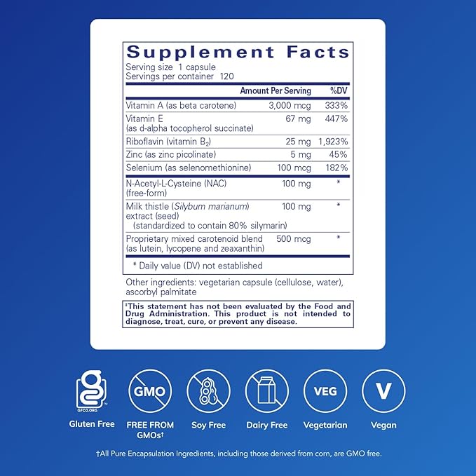 Pure Encapsulations AntiOxidant Formula | Broad Spectrum Antioxidant Support | 120 Capsules