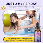 Kids Magnesium Liquid Drops-Magnesium Glycinate Liquid for Kids Supplement-w/L-theanine, Omega-3, Vitamin B6, D3 - for Sleep, Relaxation, Brain, Bones - Grape Flavor, 4 Fl Oz