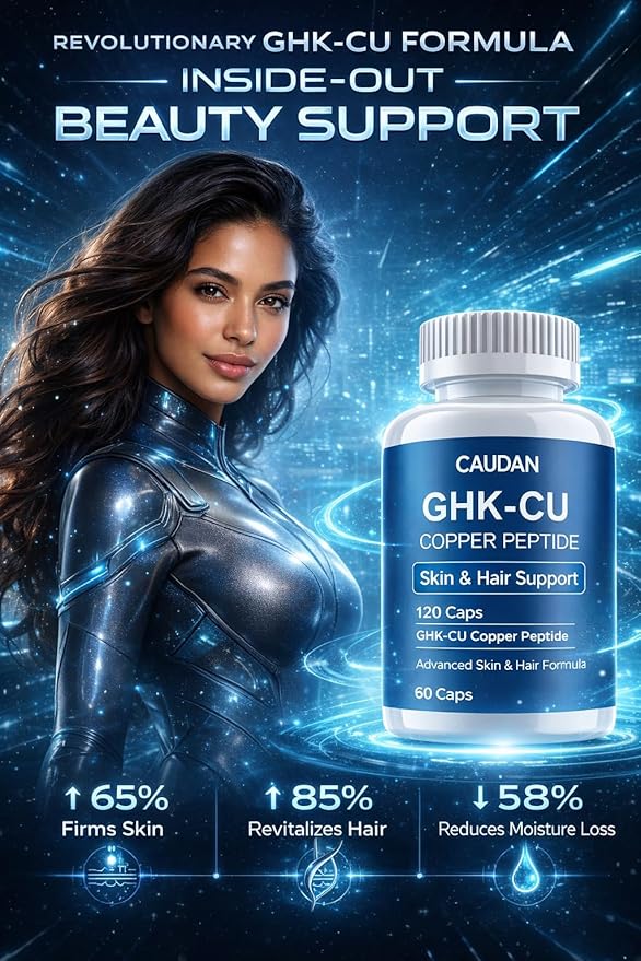 GHK-Cu Copper Peptide Supplement, 120mcg Vegan & Gluten-Free Delayed-Release Supplement Capsules for Skin & Hair - 60 ct