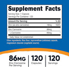 Nutricost Zinc Carnosine 86mg, 120 Capsules - Non-GMO, Gluten Free, Zinc L-Carnosine Supplement (Pack of 2)
