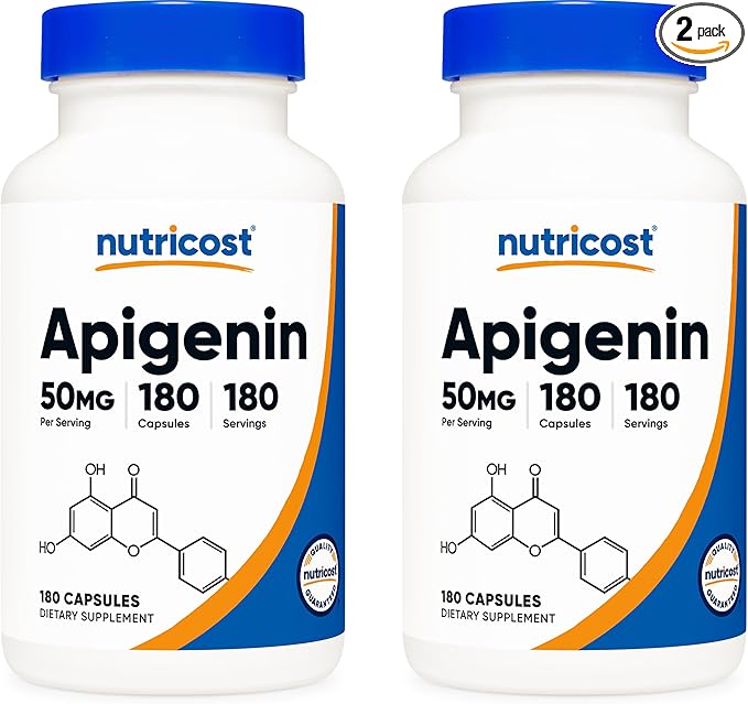 Nutricost Apigenin 50mg, 180 Capsules - Non-GMO, Gluten Free, Vegan (Pack of 2)