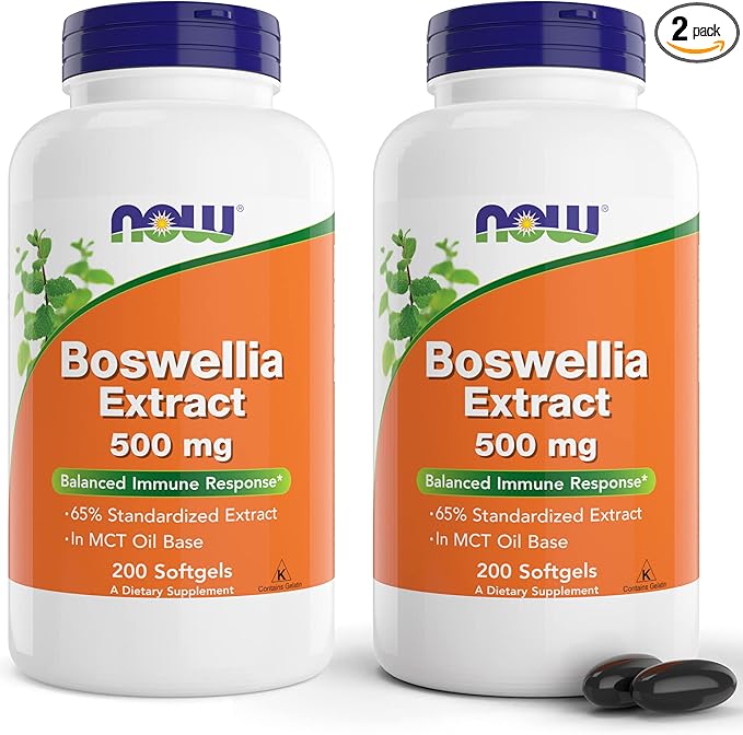 Now Boswellia Extract 500 mg, 200 Softgels (Pack of 2) - Standardized Extract Supplement