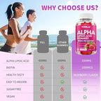 Alpha Lipoic Acid Gummies 1000MG with Biotin, High Absorption Chewable ALA Supplement for Antioxidant, Brain Health and Nerve Support, Raspberry Flavor, 60 Count