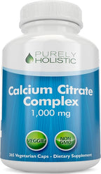 Calcium Citrate 1000mg | Healthy Bone & Teeth Support | High Absorption Cal Citrate | Gentle on Digestion | Vegan & Non-GMO | 3 Month Supply | Calcium Supplements for Women & Men | 365 Capsules