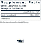 Vital Nutrients Vitamin C 1000mg (100% Pure Ascorbic Acid) - Vegan Antioxidant Supplement for Immune Support and Iron Absorption* - Gluten, Dairy and Soy Free - Non-GMO - 120 Capsules