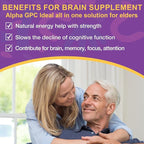 (2 Packs) Phosphatidylserine 600mg Gummies, Brain Supplement for Memory, Focus and Concentration - Phosphatidylserine Memory Supplement with Alpha GPC, B6 & B12 for Brain and Cognitive, 120 Gummies
