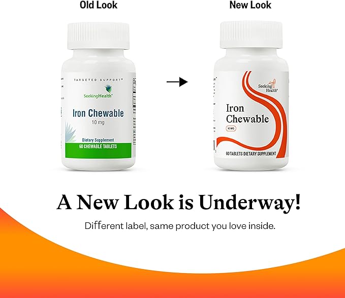 Seeking Health Iron Chewable - Mineral Supplement to Support Healthy Metabolism - Supplement Aids Muscle Function in Men & Women - Energy Support Supplement - 10 mg, 60 Tablets