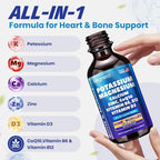 Potassium Magnesium Calcium Zinc Liquid Complex – Chelated Minerals with D3, B6, B12 & CoQ10 for Superior Absorption, Heart, Bone, Muscle, Sleep & Anti-Aging Support, 2 Fl Oz(60ml)