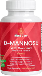 D-Mannose with Cranberry, Dandelion & Hibiscus – 1350mg – Urinary Tract & Liver Support – 60 Veggie Capsules