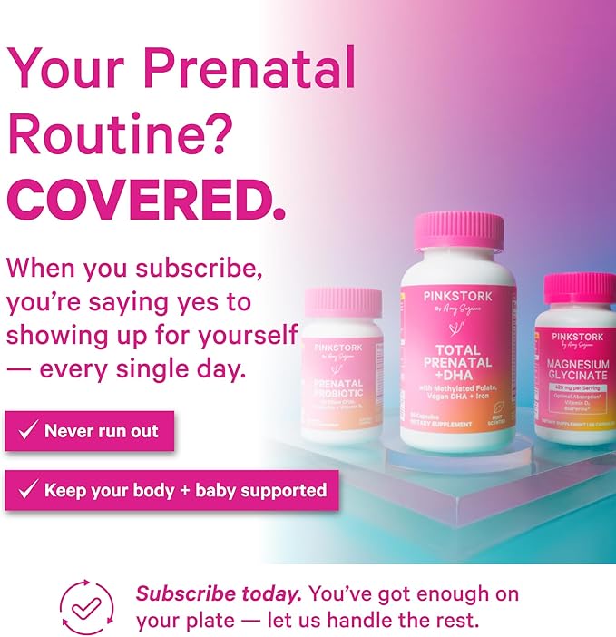 Pink Stork Prenatal Probiotics for Women - Vitamin B6, Prebiotics, Morning Sickness, Gut Microbiome, Pregnancy Probiotic, Immune Support, Pregnancy Must Haves - 60 Capsules