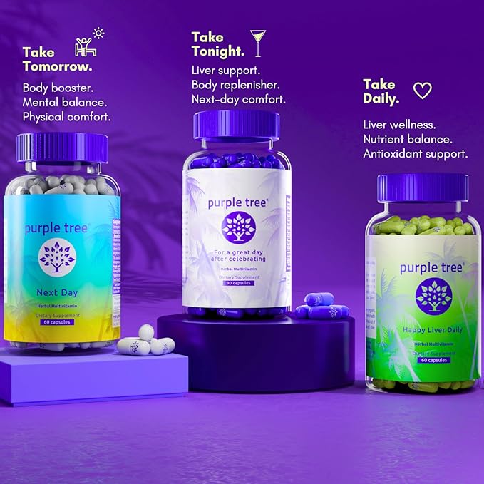 purple tree Happy Liver Daily | Liver Support Supplement with Milk Thistle, Dandelion, Artichoke, Turmeric & Liposomal Glutathione | Antioxidant & Daily Liver Wellness | 60 Vegan Capsules