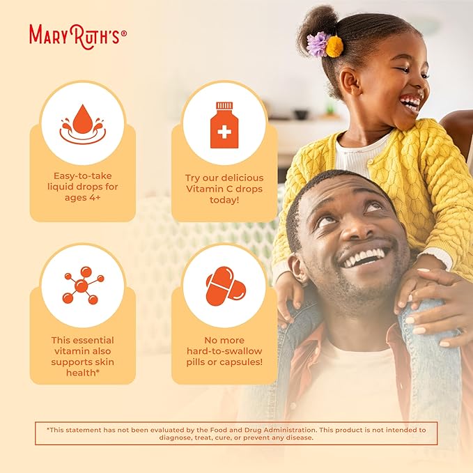 MARYRUTH'S Organic Vitamin C Supplement | Liquid Vitamin C Liquid Drops for Adults & Kids | Immune Support Supplement for Overall Health | Vegan | Non-GMO | Gluten Free | 4 Fl Oz