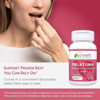 EZ Melts Melatonin - Sleep Support Supplement - No Artificial Flavors - Non-GMO & Sugar-Free - Strawberry - 120 Dissolvable Tablets (120 Servings)