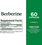 Nature's Bounty Berberine 1000mg Capsules,Supports Heart Health,Cholesterol & Blood Sugar Levels in a Normal Range,Non-GMO Supplement,60 Count (Pack of 2)
