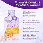 Liposomal Glutathione Supplement – 500mg Glutathione with PQQ, CoQ10 & Vitamin C – High Absorption Antioxidant for Immune & Energy Support – Grape Flavor, 30 Pouch