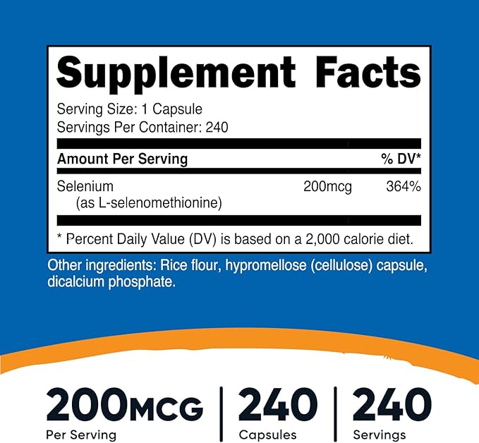 Nutricost Selenium 200mcg, 240 Vegetarian Capsules, Non-GMO, Gluten Free L-Selenomethionine (Pack of 2)