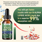2PCS R Alpha Lipoic Acid Liquid Drops 600mg – ALA Supplement Nerve Savior for Neuropathy for Nerve, Energy & Metabolism Support - Extra Strength with Turmeric, Selenium, C E & B12, Strawberry Flavor