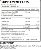 Premium Cayenne Pepper Capsules with Turmeric Curcumin & Beet Root Extract | Supports Cardiovascular Health, Blood Circulation | Potent Capsaicin Supplement, Easy-to-Swallow Softgels (240 Count)