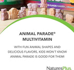 NaturesPlus Animal Parade Children's Chewable Multivitamin - 90 Animal-Shaped Tablets - Natural Assorted Flavors - Vegetarian, Gluten Free - 45 Servings