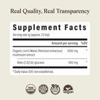 Real Mushrooms Lion’s Mane Supplement Powder - Organic Lions Mane Extract - Functional Mushrooms with Verified Beta Glucans – Functional Blend – Non-GMO, Vegan with 150 Servings