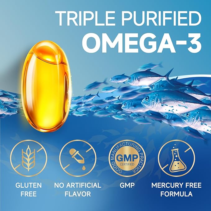 ZEBORA Triple Strength Mini Omega-3 Fish Oil 1400mg – rTG Omega 3 Ultra High-Potency – Supports Heart, Brain, Eye, Skin & Immune Health – Fatty Acids EPA, DHA & DPA, 120 Softgels