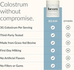 Beam Colostrum Powder – Grass-Fed Bovine Colostrum Supplement, 3g Per Serving, Colostrum for Gut Health, Immune System & Digestive Health Support, Non-GMO, Third-Party Tested, 30 Servings