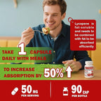 Lycopene Supplements for Men 50mg, Natural Tomato Antioxidant Supplement, 90 Veggie Capsules-Cardiovascular Health, Immune Support & Skin Health, 3 Month Supply