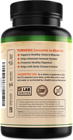 Nature's Base Turmeric and Ginger Supplement - with Curcumin, Apple Cider Vinegar & BioPerine Black Pepper Extract - 95% Curcuminoids - 60 Capsules