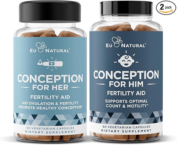 Conception for Her & Conception for Him Bundle - Fertility Supplements for Couples - Hormonal Balance, Cycle & Ovulation Support + Sperm Count, Motility & Strength - 120 Vegetarian Capsules